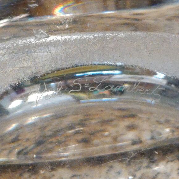 VTG Signed Val St. Lambert France Wave Crystal Clear Ashtray Trinket Dish - Picture 12 of 15
